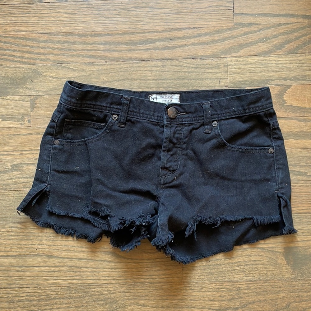 free people black denim shorts